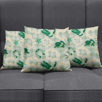 Aloha Hawaii Paniolo Mint Palaka Pillow Cover Coastal Rodeo - Polynesian Pride
