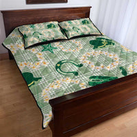Aloha Hawaii Paniolo Mint Palaka Quilt Bed Set Coastal Rodeo - Polynesian Pride