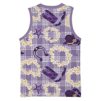 Aloha Hawaii Paniolo Lavender Palaka Basketball Jersey Coastal Rodeo - Polynesian Pride