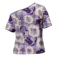 Aloha Hawaii Paniolo Lavender Palaka Cross Shoulder Shirt Coastal Rodeo - Polynesian Pride