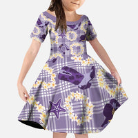 Aloha Hawaii Paniolo Lavender Palaka Family Matching Off Shoulder Maxi Dress and Hawaiian Shirt Coastal Rodeo - Polynesian Pride