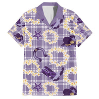 Aloha Hawaii Paniolo Lavender Palaka Family Matching Short Sleeve Bodycon Dress and Hawaiian Shirt Coastal Rodeo - Polynesian Pride