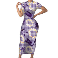 Aloha Hawaii Paniolo Lavender Palaka Family Matching Short Sleeve Bodycon Dress and Hawaiian Shirt Coastal Rodeo - Polynesian Pride