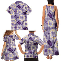 Aloha Hawaii Paniolo Lavender Palaka Family Matching Tank Maxi Dress and Hawaiian Shirt Coastal Rodeo - Polynesian Pride