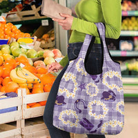 Aloha Hawaii Paniolo Lavender Palaka Grocery Bag Coastal Rodeo - Polynesian Pride