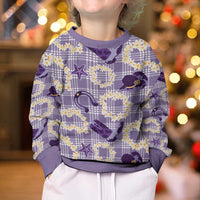 Aloha Hawaii Paniolo Lavender Palaka Kid Ugly Christmas Sweater Coastal Rodeo - Polynesian Pride
