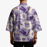 Aloha Hawaii Paniolo Lavender Palaka Kimono Coastal Rodeo - Polynesian Pride