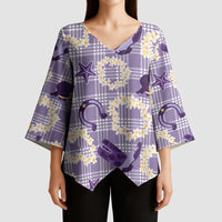 Aloha Hawaii Paniolo Lavender Palaka Kimono Sleeve Blouse Coastal Rodeo - Polynesian Pride