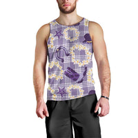Aloha Hawaii Paniolo Lavender Palaka Men Tank Top Coastal Rodeo - Polynesian Pride