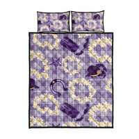 Aloha Hawaii Paniolo Lavender Palaka Quilt Bed Set Coastal Rodeo - Polynesian Pride