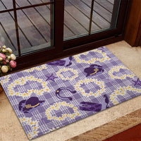 Aloha Hawaii Paniolo Lavender Palaka Rubber Doormat Coastal Rodeo - Polynesian Pride