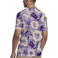 Aloha Hawaii Paniolo Lavender Palaka Rugby Jersey Coastal Rodeo - Polynesian Pride