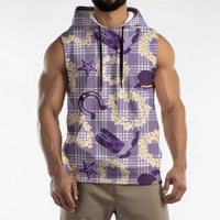 Aloha Hawaii Paniolo Lavender Palaka Sleeveless Hoodie Coastal Rodeo - Polynesian Pride