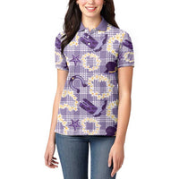 Aloha Hawaii Paniolo Lavender Palaka Women Polo Shirt Coastal Rodeo - Polynesian Pride