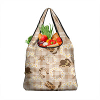 Aloha Hawaii Paniolo Khaki Palaka Grocery Bag Coastal Rodeo - Polynesian Pride