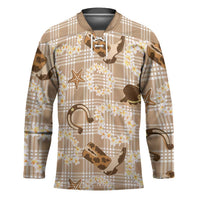 Aloha Hawaii Paniolo Khaki Palaka Hockey Jersey Coastal Rodeo - Polynesian Pride