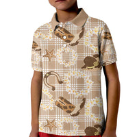 Aloha Hawaii Paniolo Khaki Palaka Kid Polo Shirt Coastal Rodeo - Polynesian Pride