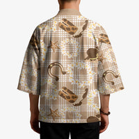 Aloha Hawaii Paniolo Khaki Palaka Kimono Coastal Rodeo - Polynesian Pride