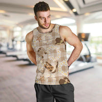 Aloha Hawaii Paniolo Khaki Palaka Men Tank Top Coastal Rodeo - Polynesian Pride