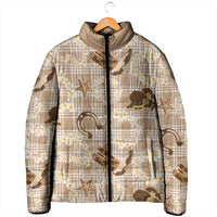 Aloha Hawaii Paniolo Khaki Palaka Padded Jacket Coastal Rodeo - Polynesian Pride