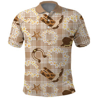 Aloha Hawaii Paniolo Khaki Palaka Polo Shirt Coastal Rodeo - Polynesian Pride