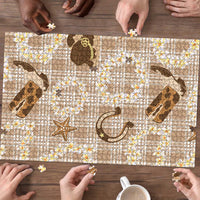 Aloha Hawaii Paniolo Khaki Palaka Puzzle Coastal Rodeo - Polynesian Pride