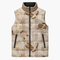 Aloha Hawaii Paniolo Khaki Palaka Sleeveless Puffer Jacket Coastal Rodeo - Polynesian Pride