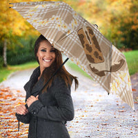 Aloha Hawaii Paniolo Khaki Palaka Umbrella Coastal Rodeo - Polynesian Pride