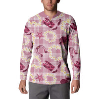 Aloha Hawaii Paniolo Lokelani Rose Palaka Button Sweatshirt Coastal Rodeo - Polynesian Pride