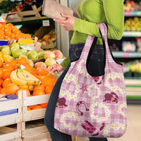 Aloha Hawaii Paniolo Lokelani Rose Palaka Grocery Bag Coastal Rodeo - Polynesian Pride