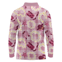 Aloha Hawaii Paniolo Lokelani Rose Palaka Long Sleeve Polo Shirt Coastal Rodeo - Polynesian Pride