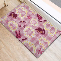 Aloha Hawaii Paniolo Lokelani Rose Palaka Rubber Doormat Coastal Rodeo - Polynesian Pride