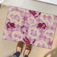 Aloha Hawaii Paniolo Lokelani Rose Palaka Rubber Doormat Coastal Rodeo - Polynesian Pride