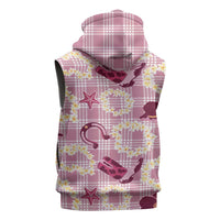 Aloha Hawaii Paniolo Lokelani Rose Palaka Sleeveless Zip Hoodie Coastal Rodeo - Polynesian Pride