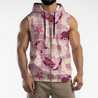 Aloha Hawaii Paniolo Lokelani Rose Palaka Sleeveless Zip Hoodie Coastal Rodeo - Polynesian Pride