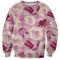 Aloha Hawaii Paniolo Lokelani Rose Palaka Sweatshirt Coastal Rodeo - Polynesian Pride