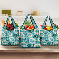 Aloha Hawaii Paniolo Teal Palaka Grocery Bag Coastal Rodeo - Polynesian Pride