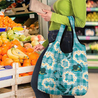 Aloha Hawaii Paniolo Teal Palaka Grocery Bag Coastal Rodeo - Polynesian Pride