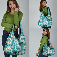 Aloha Hawaii Paniolo Teal Palaka Grocery Bag Coastal Rodeo - Polynesian Pride