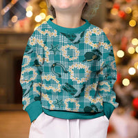 Aloha Hawaii Paniolo Teal Palaka Kid Ugly Christmas Sweater Coastal Rodeo - Polynesian Pride