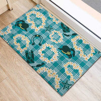 Aloha Hawaii Paniolo Teal Palaka Rubber Doormat Coastal Rodeo - Polynesian Pride
