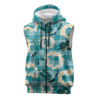 Aloha Hawaii Paniolo Teal Palaka Sleeveless Zip Hoodie Coastal Rodeo LT7