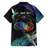 Polynesian Cancers Awareness Family Matching Long Sleeve Bodycon Dress and Hawaiian Shirt Hummingbird - Fly High Until We Meet Again