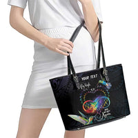 Polynesian Cancers Awareness Leather Tote Bag Hummingbird - Fly High Until We Meet Again
