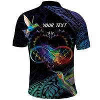 Polynesian Cancers Awareness Polo Shirt Hummingbird - Fly High Until We Meet Again