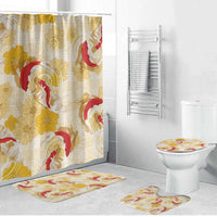 Beige Palaka Hawaii Aloha Bathroom Set Koi Pond Mix Ilima Flowers - Polynesian Pride