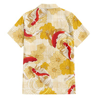 Beige Palaka Hawaii Aloha Family Matching Tank Maxi Dress and Hawaiian Shirt Koi Pond Mix Ilima Flowers LT7 - Polynesian Pride