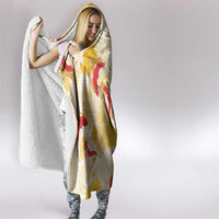 Beige Palaka Hawaii Aloha Hooded Blanket Koi Pond Mix Ilima Flowers - Polynesian Pride