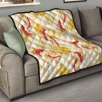 Beige Palaka Hawaii Aloha Quilt Koi Pond Mix Ilima Flowers - Polynesian Pride