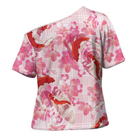 Pink Palaka Hawaii Aloha Cross Shoulder Shirt Koi Pond Mix Sakura - Polynesian Pride